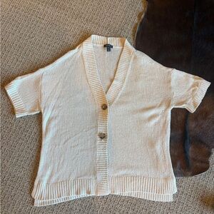 TRIBAL Cream Short Sleeve Cardigan Sweater XL